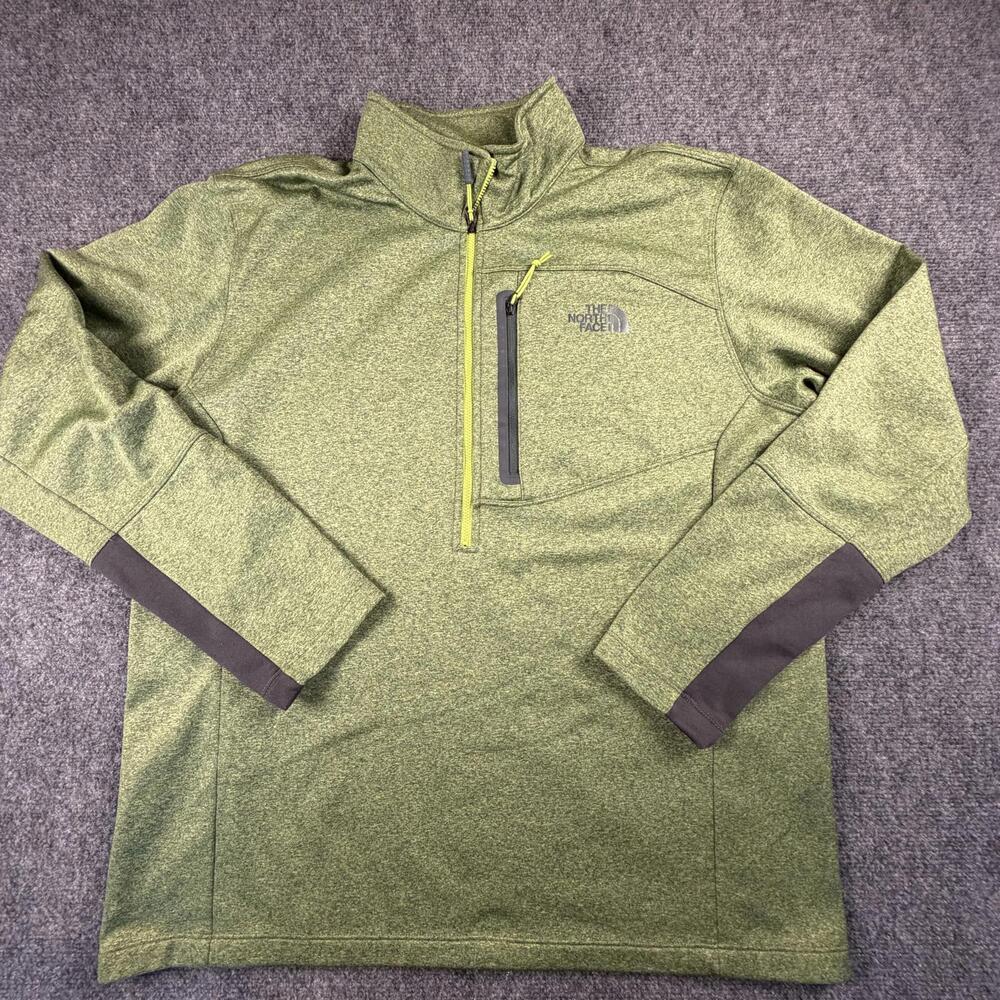 The North Face Mens Half-Zip Fleece Pullover Jacket XL Green Heather 1148